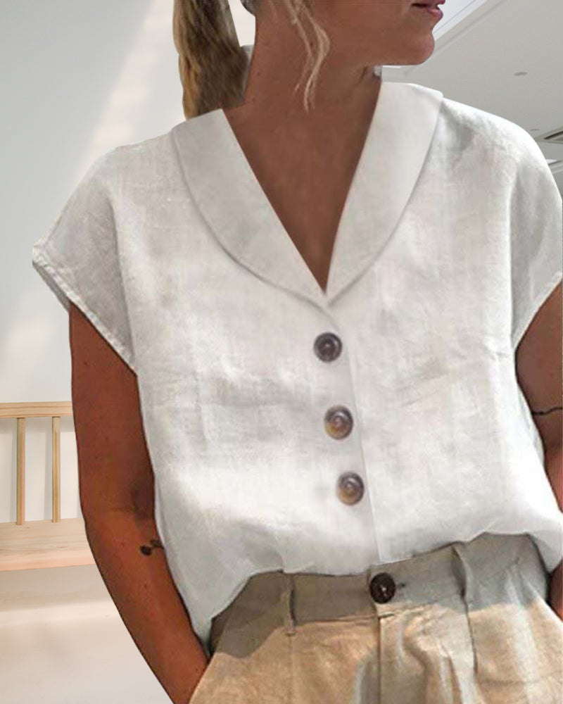 Lavinia - Chice kurzärmlige Bluse mit Knöpfen