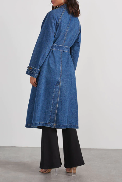 Langer Denim-Trenchcoat für Damen