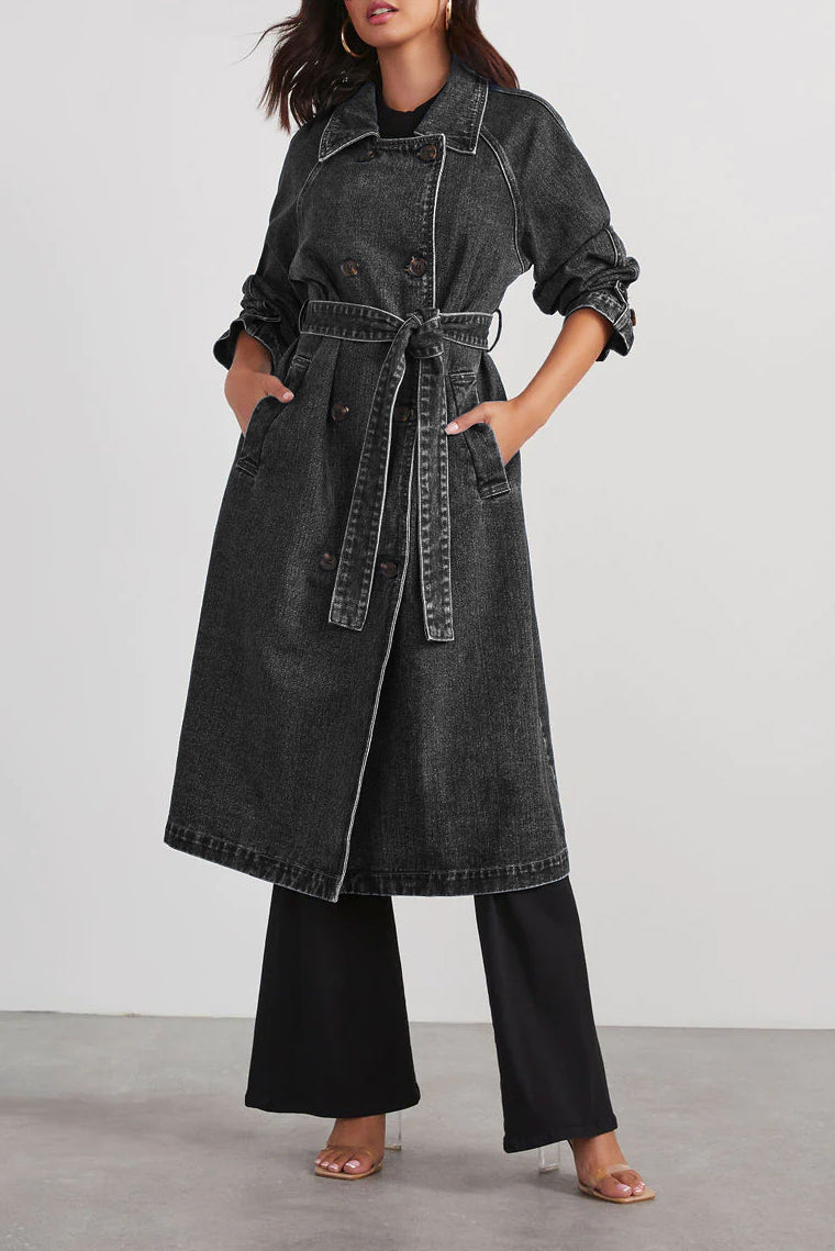 Langer Denim-Trenchcoat für Damen