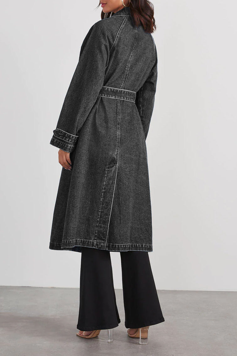 Langer Denim-Trenchcoat für Damen