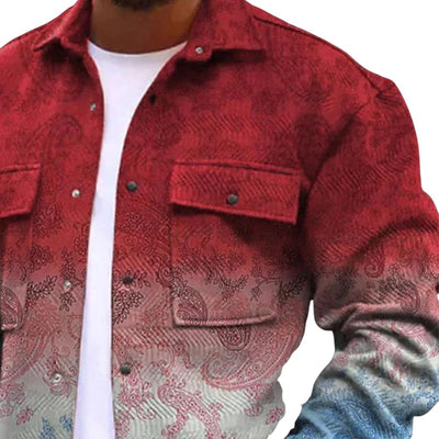 Ujean | Zweifarbige Paisley-Print Jeansjacke