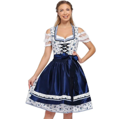 Damen-Dirndlkleid mit Spitzen und Blumenmuster für das Oktoberfest