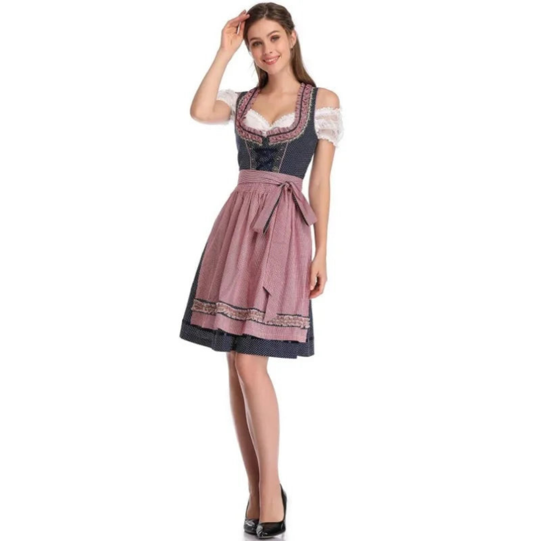 Damen-Dirndlkleid mit Spitzen und Blumenmuster für das Oktoberfest