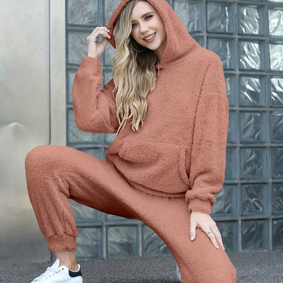 Yvarra | Stylischer Fleece Teddy-Zweiteiler Lounge Set