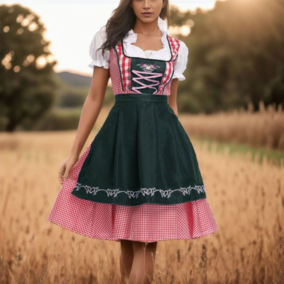 Oktoberfest Kariertes Dirndlkleid für Damen