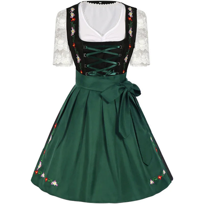 Grün-schwarzes Oktoberfest-Dirndlkleid für Damen