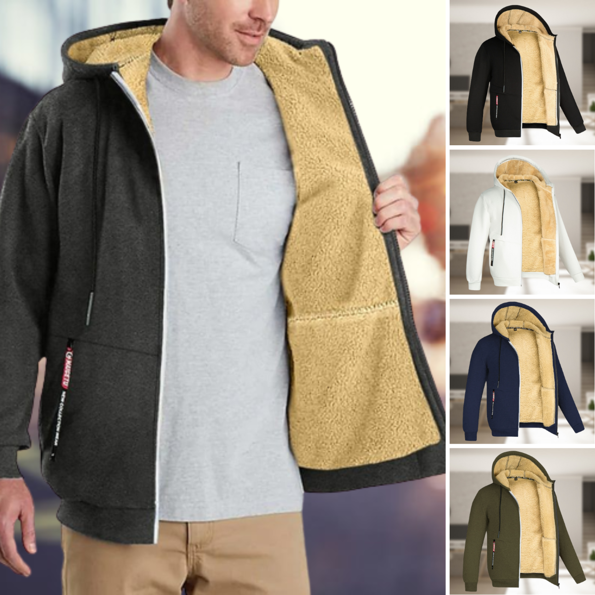 Carie | Lässige Herren Winterjacke mit Kapuze und Fleece