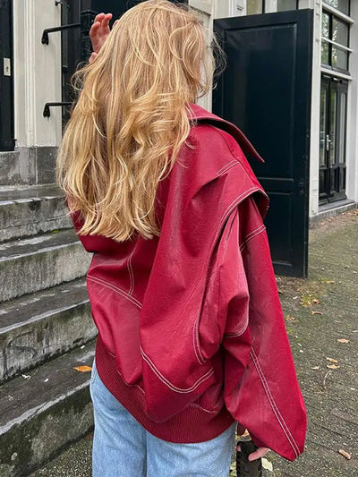 Rupert | Rote Vintage-Lederjacke für Damen