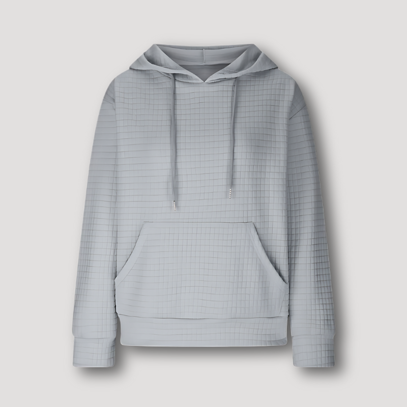 Uba | Oversized Waffel Gestrickt Texture Kordelzug Hoodie