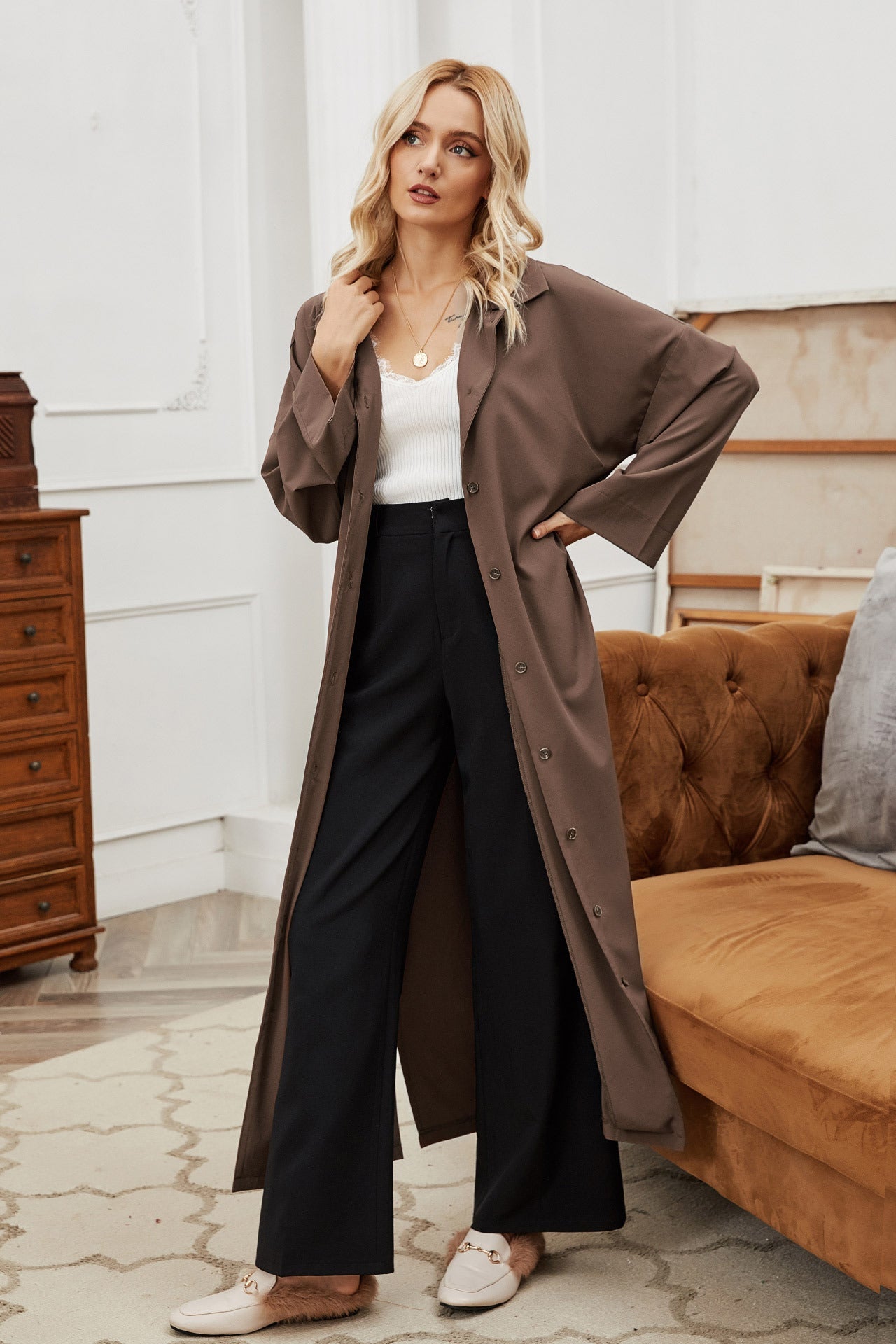 Langer Trenchcoat für Damen