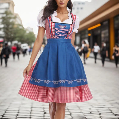 Kariertes Dirndl Oktoberfestkleid für Damen