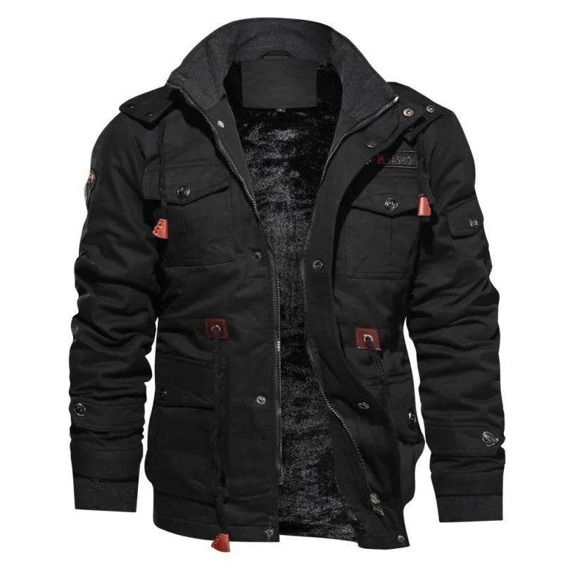 Chase | Herren Winter Taktische Jacke mit Kapuze, Plüsch Verdickter Mantel